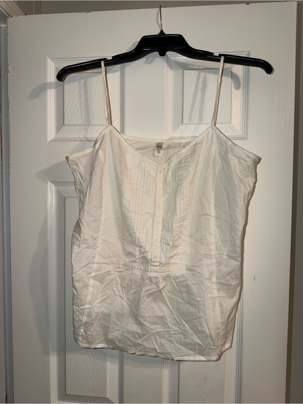 VTG Old Navy White Cotton Pintuck Cami Top XL Y2K Coquette